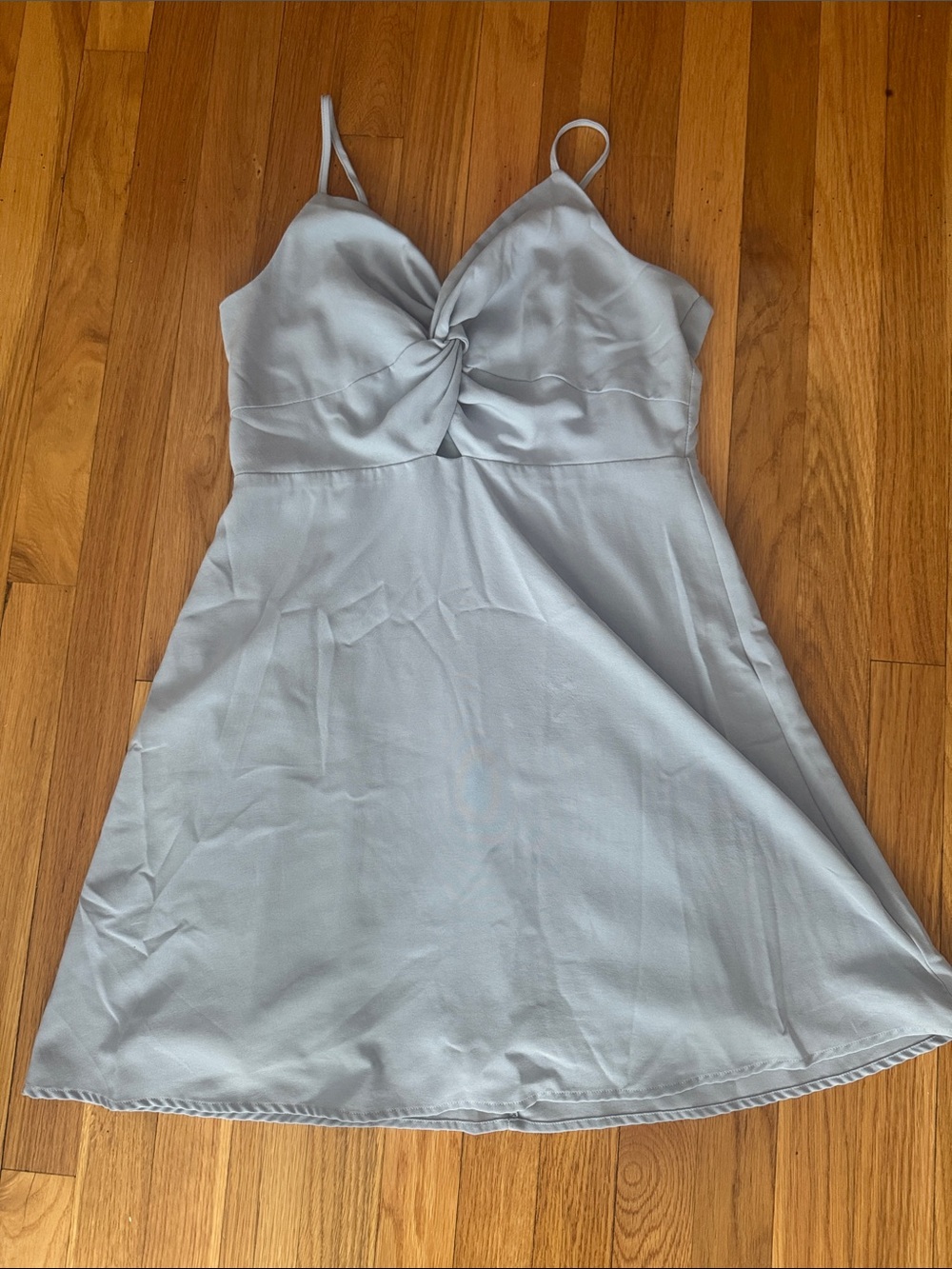 She + Sky Light Blue Twist-Front Slip Dress
